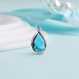 10pcs 14mm Crystal Birthstone Charms Silver Plated Small Water Drop Pendants Jewelry Accessories for Handmade Bracelet Making