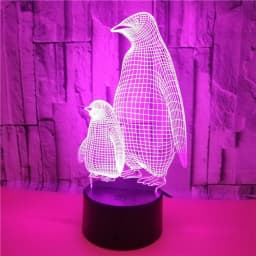 Penguin 3D Lamp for Kids 16 Colors Changing Illusion Animal Night Light Child Bedroom Decor Cool Birthday Gifts for Boy Girl