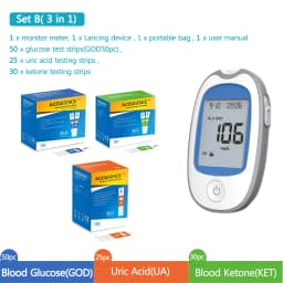 Fast 4 in1 Home Medical Multifunction Blood Glucose Meter GOD&GDH and Blood Ketone Glucometer&Uric Acid Diabetes gout Tester kit