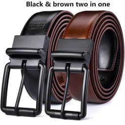 1Pcs Men's Leather Reversible Belt Roller Buckle 34mm Wide 1 Reverse for 2 Colors Suitable for pairing Casual Jean