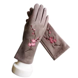 Winter Female Single Layer Warm Cashmere Full Finger Button Cycling Mittens Women Suede Leather Touch Screen Driving Gloves J23