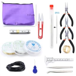 8PCS Stainless Jewelry Making Tools Set with Plier, Round Nose Plier, Scissor Tweezers Beading Tool Kit for Bracelet Necklace DI