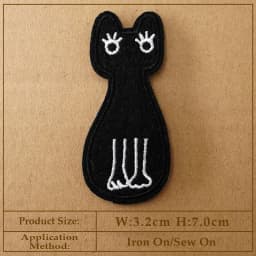 CAT Peace Embroidered Applique Patches Fabric Garment Apparel Clothing Accessories Embroidery Badges Star