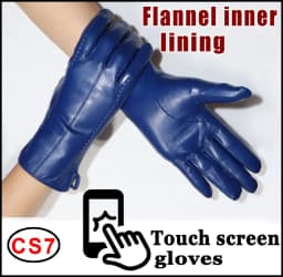 Leather gloves women's sheepskin flannel lining winter warmth high-grade black touch screen color leather gloves driving new