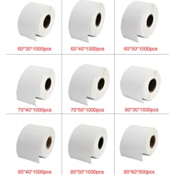 Waterproof Polypropylene 30 40 50 60 70 80 90 100mm Vinyl Thermal Transfer Carbon Printer Label Blank White PP Stickers in Roll