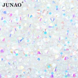 JUNAO 100 Gross Wholesale SS6 8 10 12 16 20 30 AB Glass Rhinestone Bulk Flatback Crystals Round Nail Strass Stone For DIY