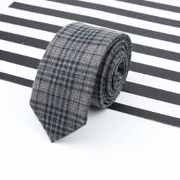 Men's Business Diamond Check Tie Artificial Wool Cotton Dark Color Tie Striped Black Grey Necktie For Daily Accessory Paty Gift