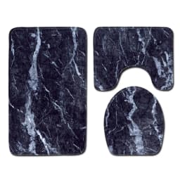 Marble Floor Mat for Bathroom Decor, Door Mat, Waterproof Carpet, Toilet Seat Cover, 3 Piece Set