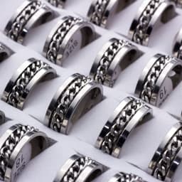 20pcs/lot Cool Spinner Chain Titanium Steel Rotatable Rings For Women Men Jewelry Party Gifts Mix Color Wholesale
