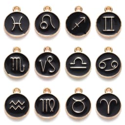 12pcs/lot 15x12mm 12 Constellation Charms Double Face Enamel Charms Charms Pendants Jewelry Making Handmade Craft Accessories