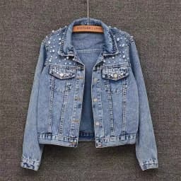 BRIDE Rhinestone and Pearl Denim Jacket Custom Mrs. Jean Jacket Wifey Denim Personalized Bridal Wedding Jacket Bride to Be Coats