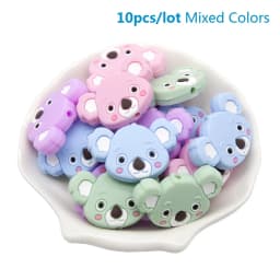 Cute-Idea 10pcs/lot Silicone Teether Beads BPA Free Cartoon Animals Chewable Teething Beads DIY Pacifier Chain Accessories Toys
