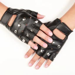 New Women Rivet Stage Performance Punk Sexy Half Finger Leather Gloves Nightclub Queen Female Personality Hip Hop Dance