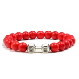 High Quality Men Beaded Bracelet Natural Black Lava Stone Dumbbell Charm Bracelets Energy Fitness Barbell Fashion Women Jewelry
