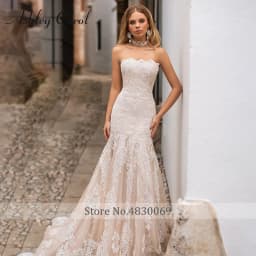 Mermaid Wedding Dresses With Detachable Train Boat Neck Full Sleeve Appliques Lace Up Wedding Gown With Jacket Vestidos De Novia