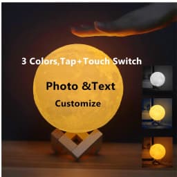 Photo/Text Customized 3D Printing Moon Lamp Touch Switch Night Light for Kids Girlfriend family Custom gift Home Decor Dropship