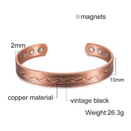 Vinterly Pure Copper Bracelets Men Magnetic Arthritis Relief Adjustable Magnets Cuff Banglse Health Energy Jewelry Women Men