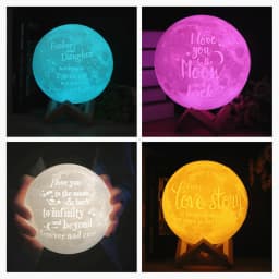 Photo Customize Moon Lamp 2/3/16 Colors Night Light Photo Custom Picture Engraved Moon Light Gift for Wife,Husband,Kids