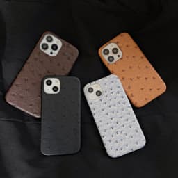 Luxury Ostrich Pattern Phone Case For iPhone Air 17 Pro 16 15 14 13 12 11 17Pro Max PU Leather Hard Shockproof Cover