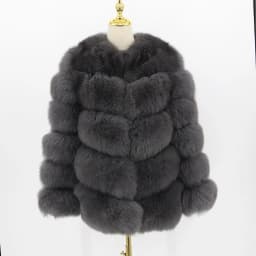 pink java QC8066 high quality women real fox fur coat wihter warm thick fox fur jacket genuine fur short coat long sleeves
