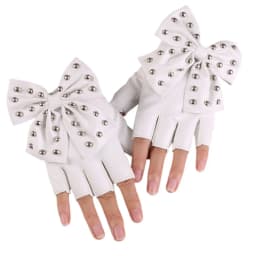 New Women Bowknot Rivet Stage Performance Leather Half Finger Gloves Fashion Sexy Personality Female Nightclub Hip Hop