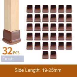 32PCS Table Chair Leg Floor Caps Cover Protectors Non Slip Square TPR Furniture Glides Feet Felt Pads Hardwood Floors Protector