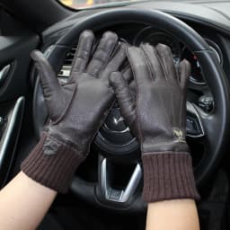 New style touch screen men's deerskin gloves high-quality genuine leather with fleece lining driving pilot gloves