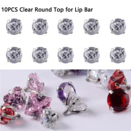 10PCS Surgical Steel Internally Threaded Lip Bar 16G Zircon Top Component For Labret Prong Zircon Ear Tragus Helix Ear Piercing