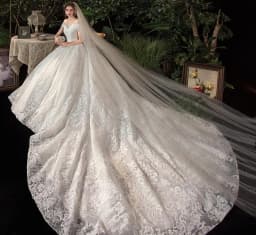 Real Photo Glitter White Luxur Wedding Dresses Long Lace Sequin Royal Train Bride Gowns Princess Church Bridal Dress Custom Made