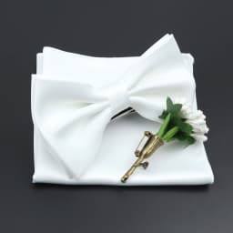 Mens Wedding Bow Tie Brooch Set Romantic Solid Color Silk Polyester Jacquard Woven Bowtie Lapel Pin Hanky Men Gifts Accessories