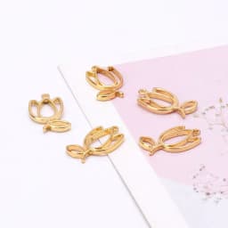 5Pcs Tulips Flower Metal Frame Pendant Open Bezel Blank Setting UV Resin Jewelry