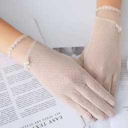 Summer Women Sunscreen Touch Screen Anti-UV Ice Silk Gloves Thin Breathable Non-slip Short Female Elegant Jacquard Drive Gloves