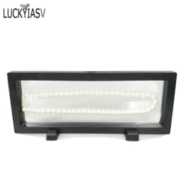 Black White Plastic Suspended Floating Display Case Earring Coin Gems Ring Jewelry Storage Pet Membrane Stand Holder Box 7*7*2cm