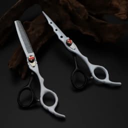 Professional Japan steel 6 '' 7 colors Flame gem hair scissors set cutting barber haircut thinning shears hairdressing scissors