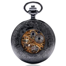 Hollow Skeleton Spider Web Mechanical Necklace Black Pocket Watch Chain Necklace Set Gift Men's Women's Souvenir Christmas Gifts