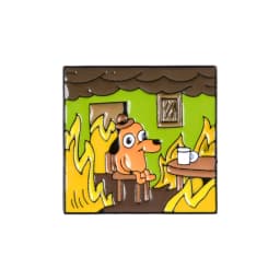Cartoon Dog Coffee Fire Cup Enamel Pin Unique Brooches This Is Fine Lapel Pins Badge Shirt Bag Funny Animal Jewelry Gift For Fan