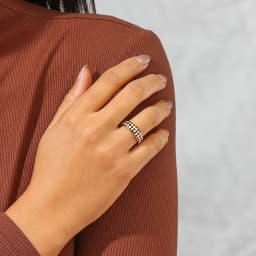 E.B.belle Stainless Steel Fine Polished Small Black White Enamel Checker Ring Tarnish Free Woman New Y2K Jewelry Black Ring