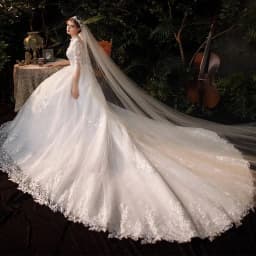 High Neck Wedding Dress 2024 Luxury Three Quarter Sleeve Lace Up Ball Gown Vestido De Noiva Plus Size Customized