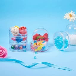 1 Set 5 Layer Cylinder Stackable Bead Containers Plastic Round Clear Storage Jar Box for Beads Buttons Crafts Small Item