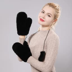 Women's Winter Warm Real Rex Rabbit Fur Gloves Good Elastic Ladies Fur Mittens Girls Outdoor Warm Natural Rex Rabbit Fur Mittens