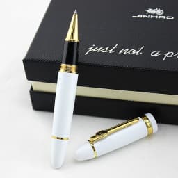 Jinhao 159 Luxury Yellow and Silver Clip Ballpoint Pen with Velvet Bag Free Shipping Rollerball Pens