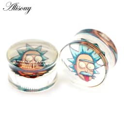 Alisouy 2pcs Wolf Fish Flower Feather Transparent Acrylic Ear Plugs Expanders Tunnels Strechers Earring Piercing Body Jewelry