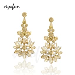 Veyofun Luxury Big Crystal Drop Earrings Wedding Dangle Earrings Fashion Jewelry for Women Gift Wholesale