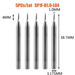 Dreanique 5pc/lot Single Flute Spiral End Mill CNC 3D Advertisement Engraving 1 Flute Bit for wood Acrylic Aluminum Plastics Cut