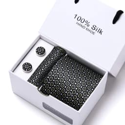 Brand 100% Silk Ties Gift box Office Men Classic Party Wedding striped 7.5cm Silk Wedding Floral Tie Necktie Handkerchief Set