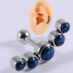 1PC Surgical Steel Five Opal Ear Tragus Cartilage Stud Helix Piercing Earrings Crystal Ear Lobe Piercing Barbell Jewelry