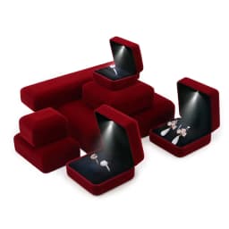 Velvet LED Jewellery Box Wedding Ring Pendant Earring Jewelry Display Packaging Cases with Custom Logo Jewellery Gift Box Cases