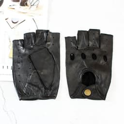 Leather Half Finger Gloves Men's Single Layer Goatskin Thin Outdoor Sports Motorcycle Riding Car Driving Fingerless Glove