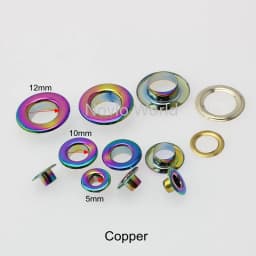 Nolvo World 20-100pcs 6 size 4.5-5-8-10-12-12.5mm rainbow COPPER Material light weight fastern round eyelets shoes grommets