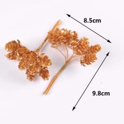 2 Bouquet Mini Golden/Silver Artificial Plant Flowers Christmas Wedding Cake Gift Box DIY Wreath Deco Supplies cp3091